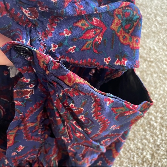 Vintage 90s Floral Midi Long Skirt Women’s 6 Navy Medallion Flowy Boho Garden - Picture 9 of 13